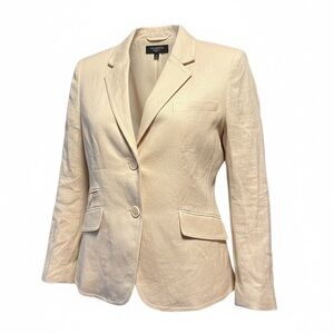 Talbots Kate Fit Linen Blend Blazer 12P Tan Beige Petite Career NWT